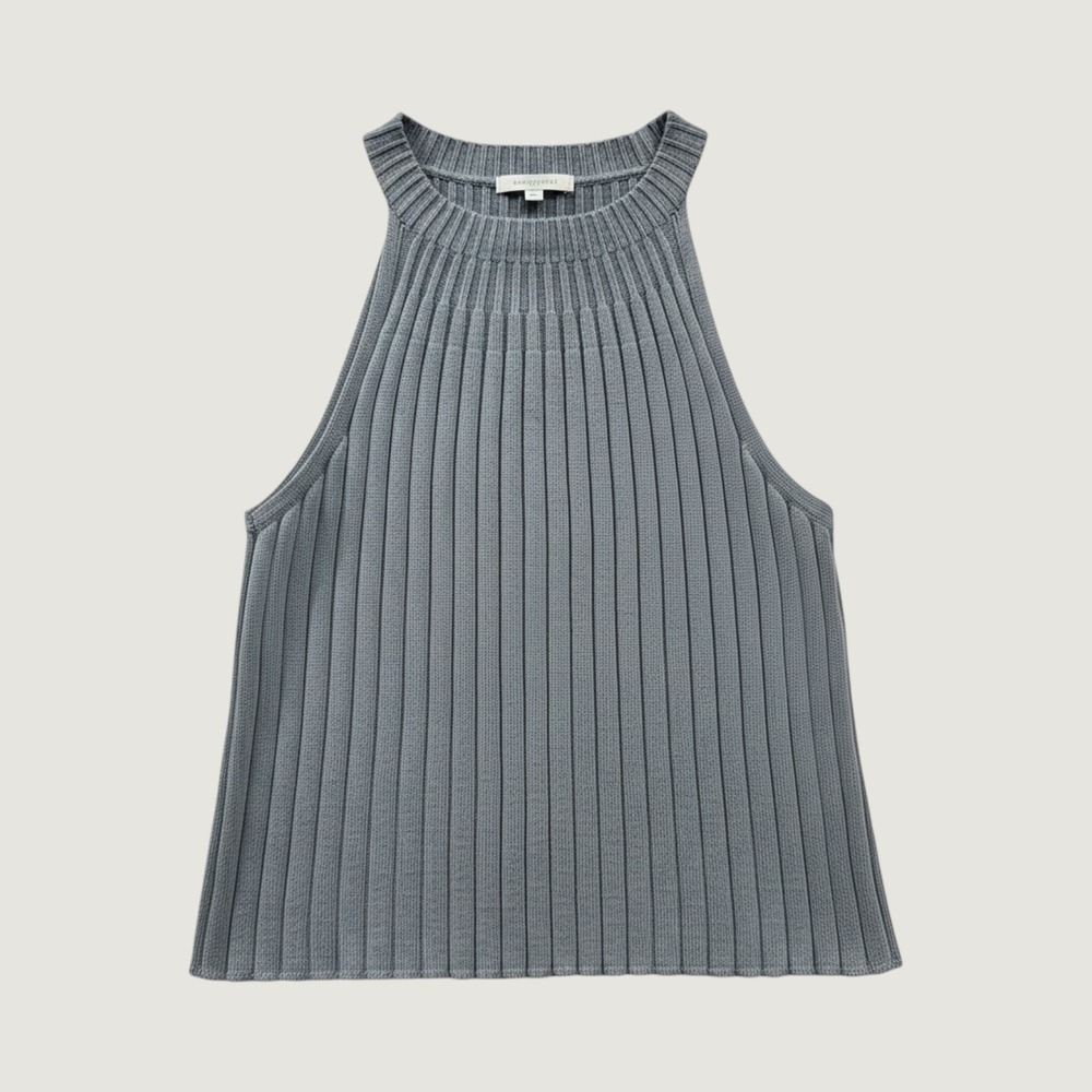 Anthropoligie Rue And Willow Halter Top Large Ribbed Blue Green